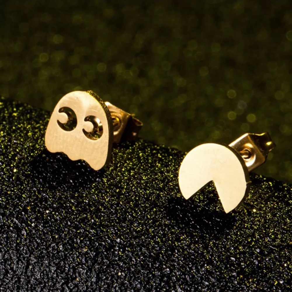 NEW Pac Man Stud Earrings